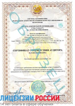 Образец сертификата соответствия аудитора №ST.RU.EXP.00014299-1 Удомля Сертификат ISO 14001